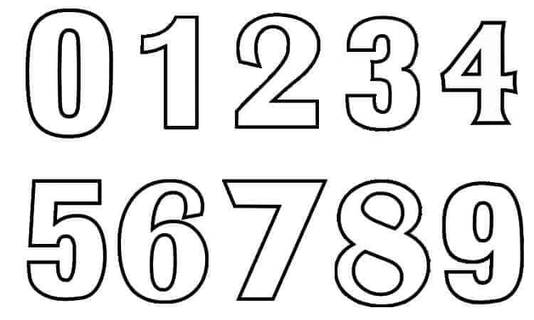 Bold font number coloring pages