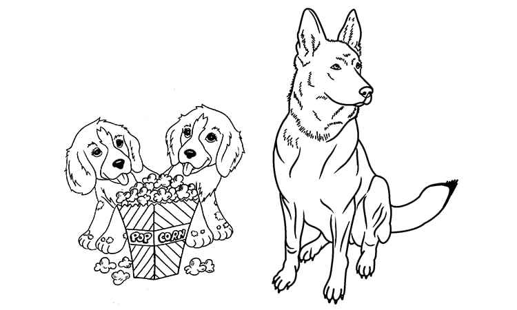 Dog with his puppies coloring pages