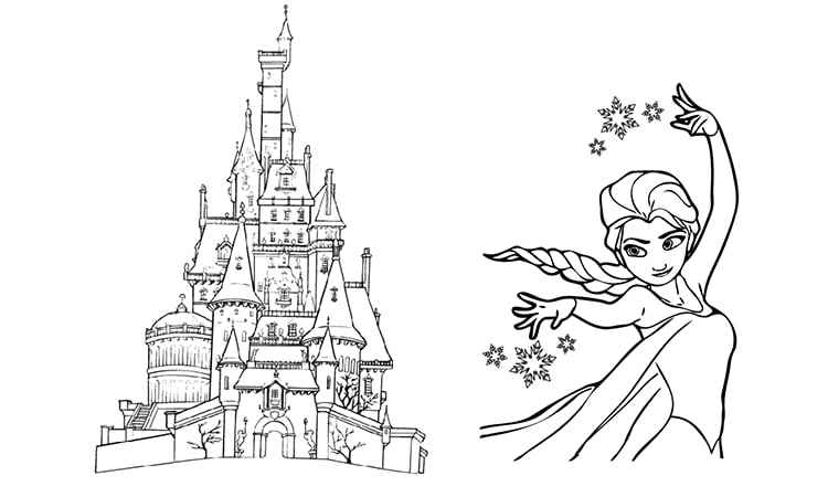 Elsa and snow palace coloring pages