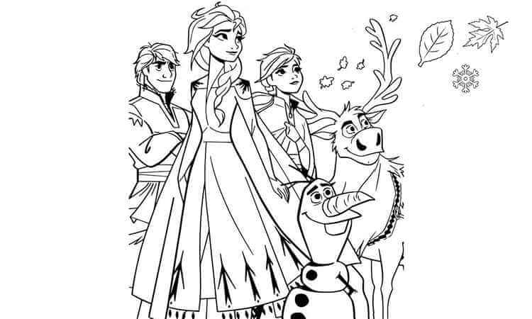 Elsa with her friends coloring pages