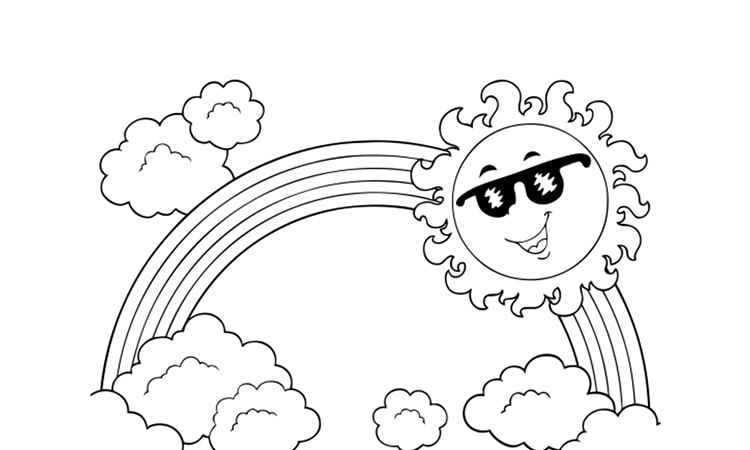 Happy sun rainbow coloring pages