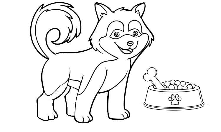 husky puppies and mom coloring pages