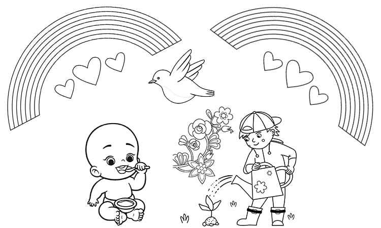 Multiple rainbows coloring pages