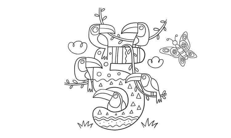 Number Five coloring pages