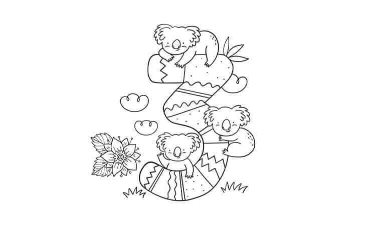 Number Three coloring pages