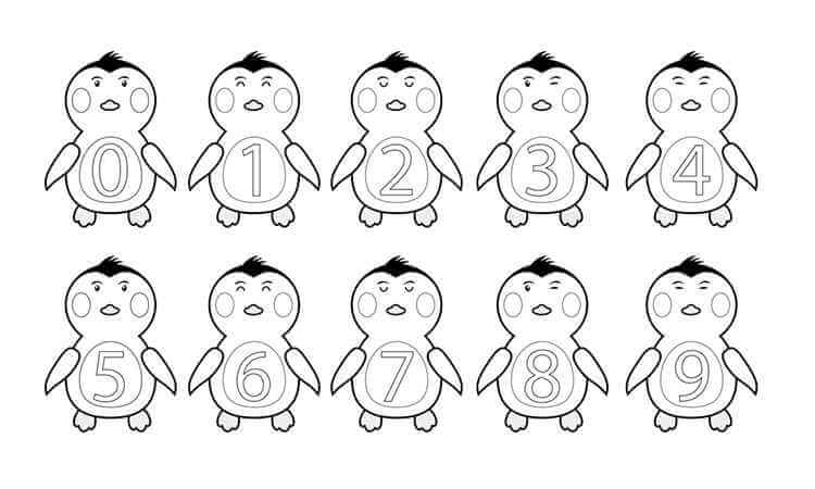 Penguin Numbers coloring pages