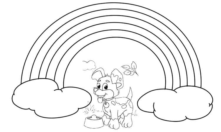 Puppy rainbow coloring pages