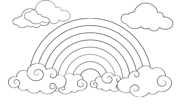 Rainbow and clouds coloring pages