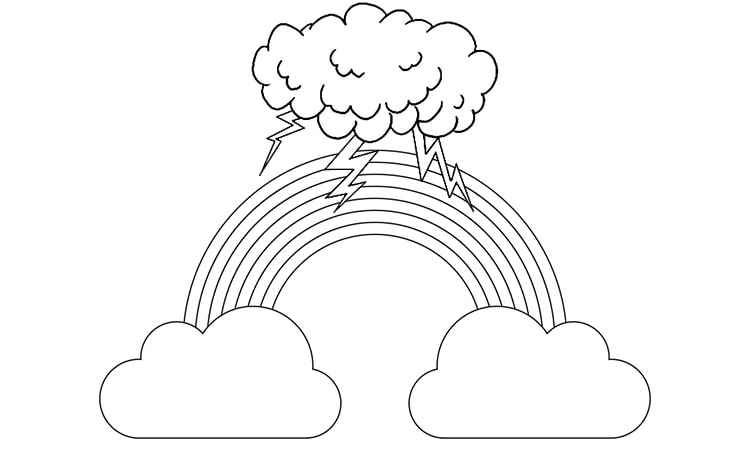 Rainbow and lightning coloring pages