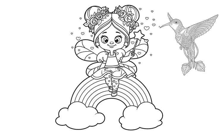 Rainbow fairy coloring pages