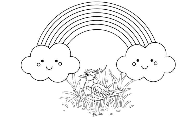 Rainbow in grassland coloring pages