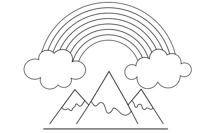 Rainbow in mountains coloring pages