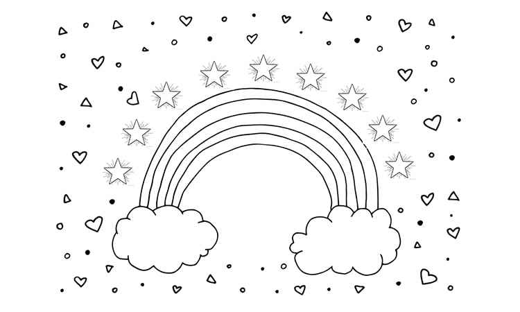 Simple rainbow coloring pages