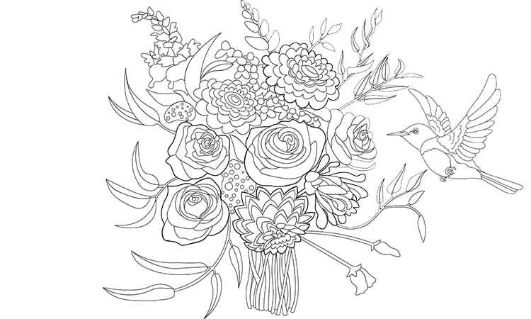 The beautiful flower Bouquet Coloring Pages
