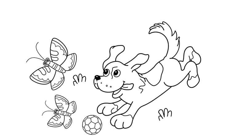 The playful jumping dog coloring pages