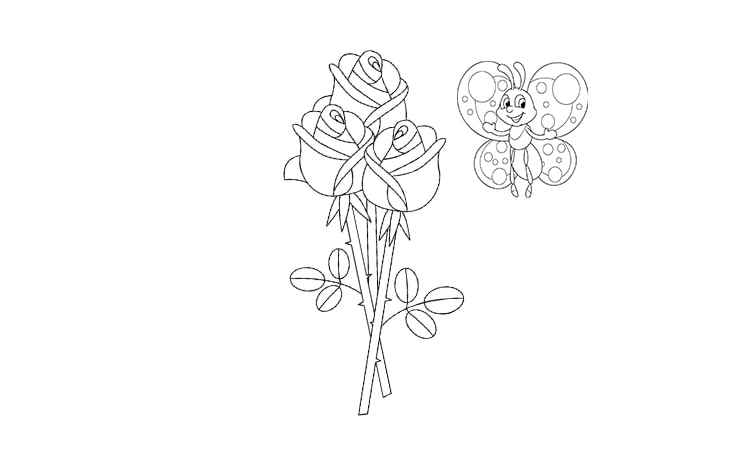 The three roses coloring pages