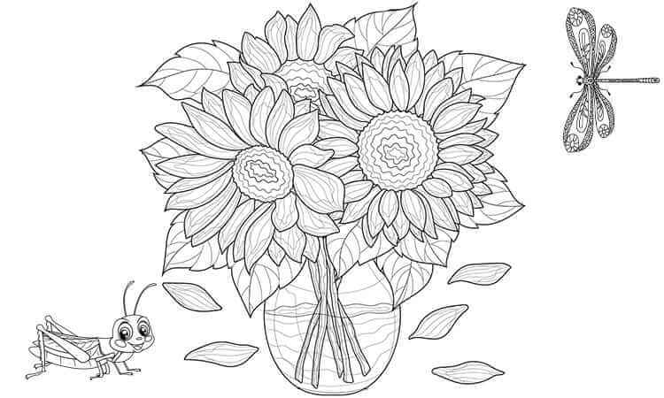 Bunch of Sunflowers coloring pages