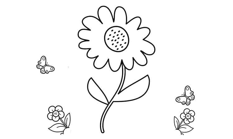 Cartoon Sunflower coloring pages