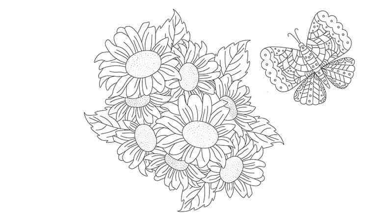 Classic Sunflower coloring pages