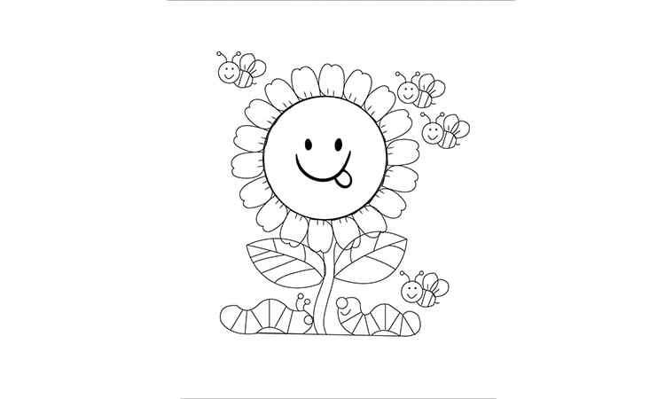 Funny Sunflowers coloring pages