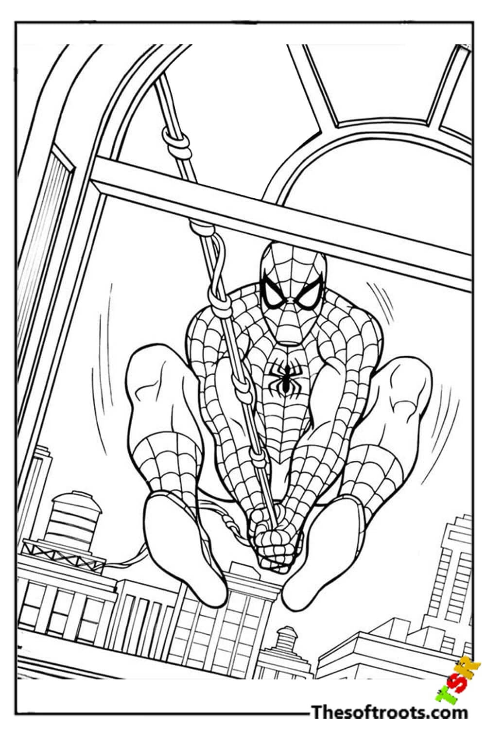 Hopping Spiderman coloring pages