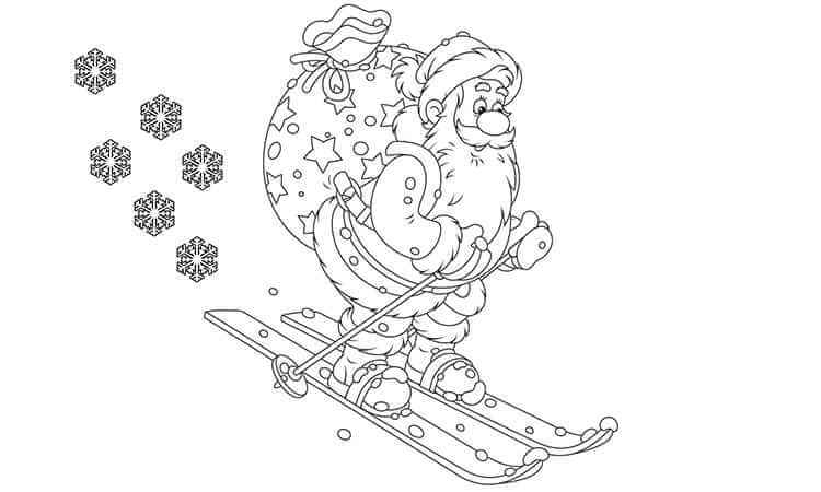 Santa In snow coloring pages