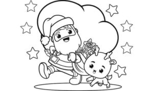 Santa and Rudolf coloring pages