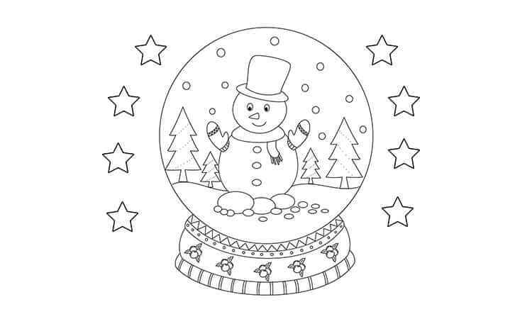 Santa in Snow Globe coloring pages