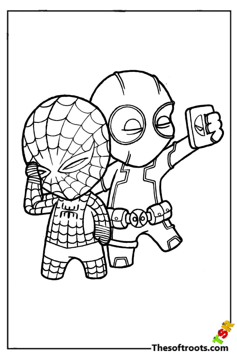 Selfie with Spiderman coloring pages