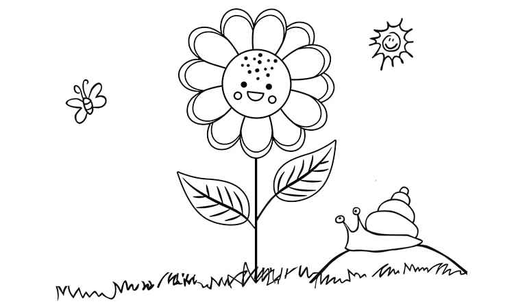 Simple Sunflower coloring pages