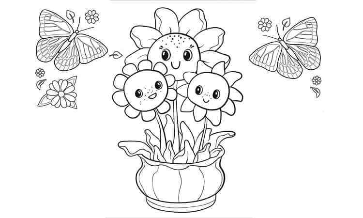 Smiling Sunflower coloring pages