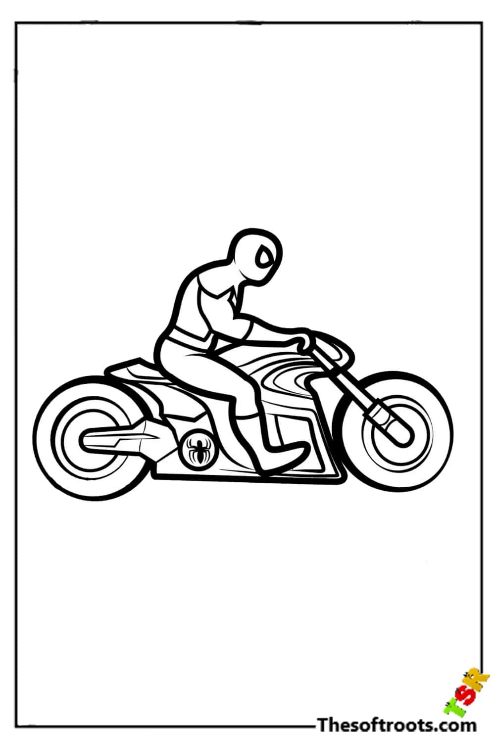 Spiderman driving bike coloring pages