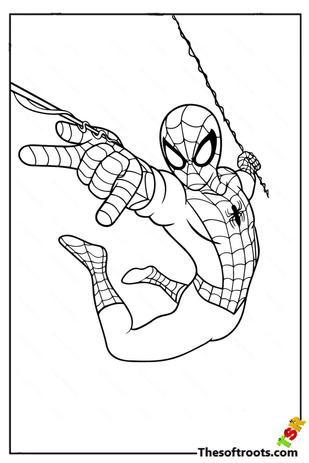 Spiderman in action coloring pages