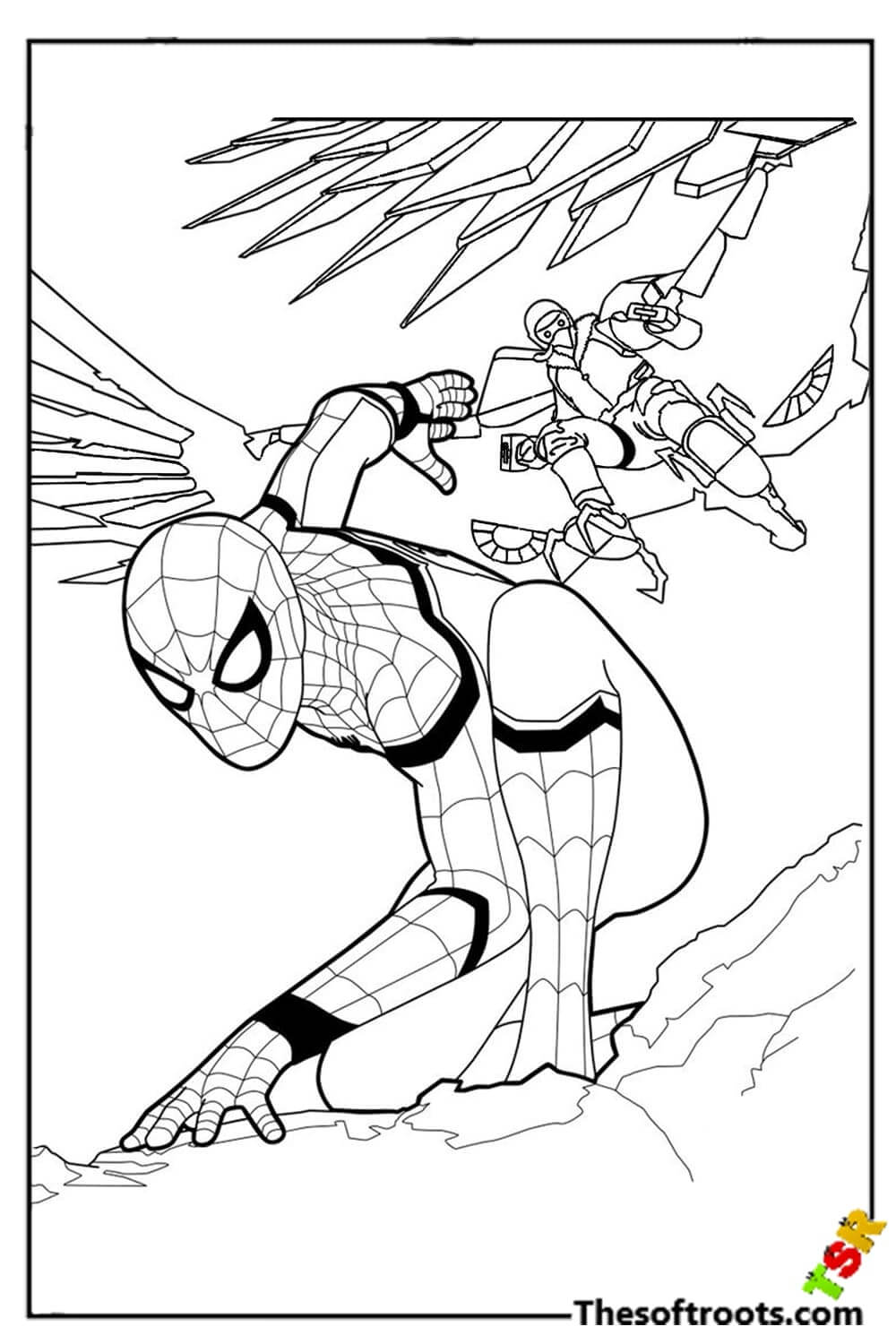 Spiderman vs. villain coloring pages