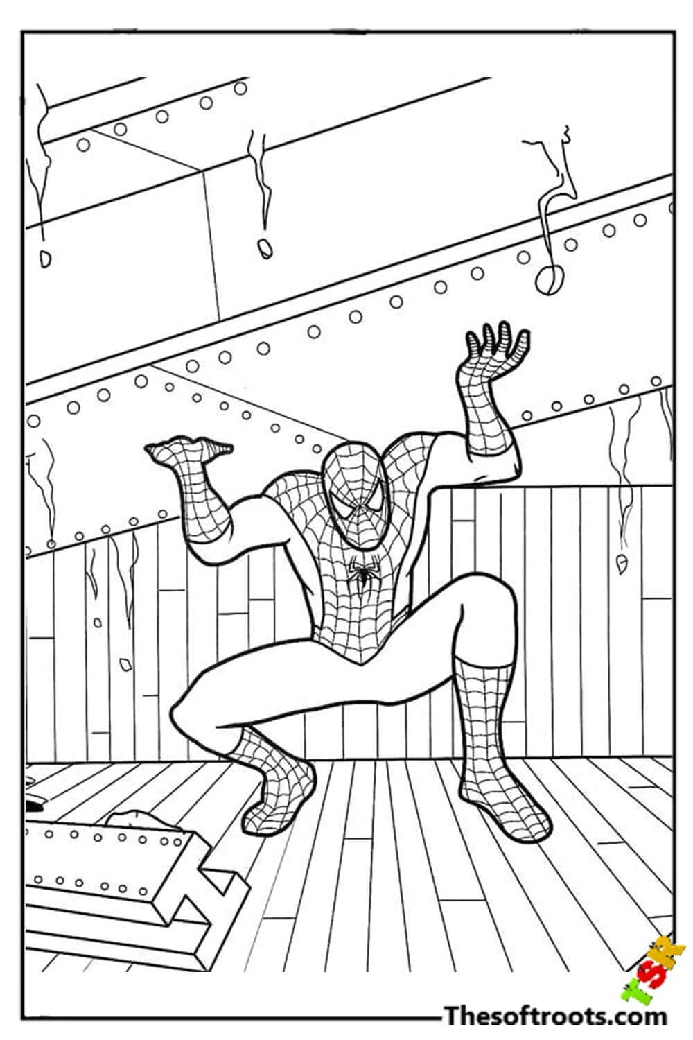 Strong Spiderman coloring pages