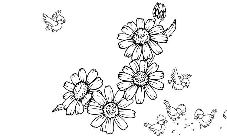 Sunflowers worksheet coloring pages