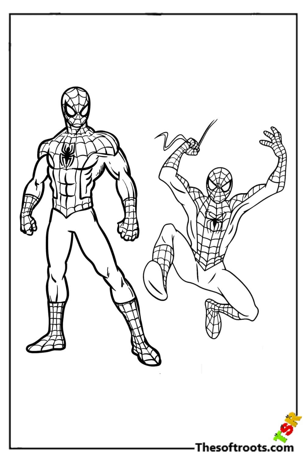 Two Spiderman coloring pages