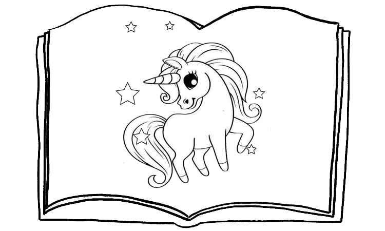 Unicorn books Coloring pages