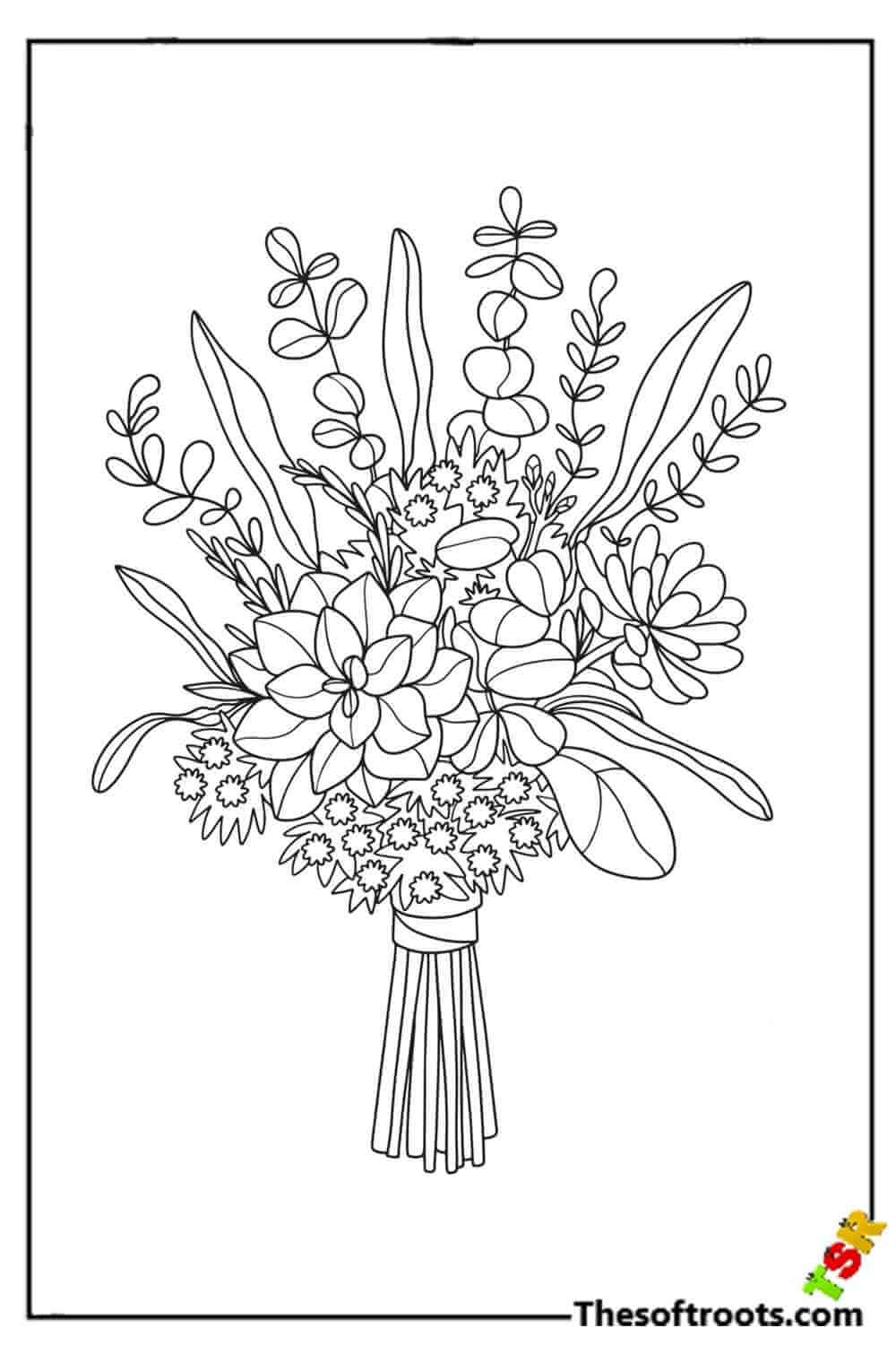 Adult flower bouquet coloring pages