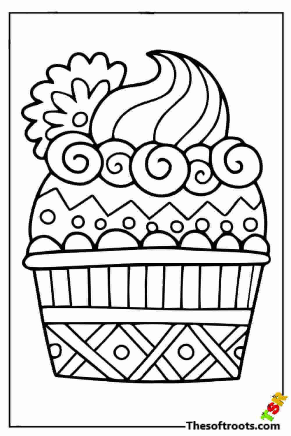 Cup cake Coloring Pages