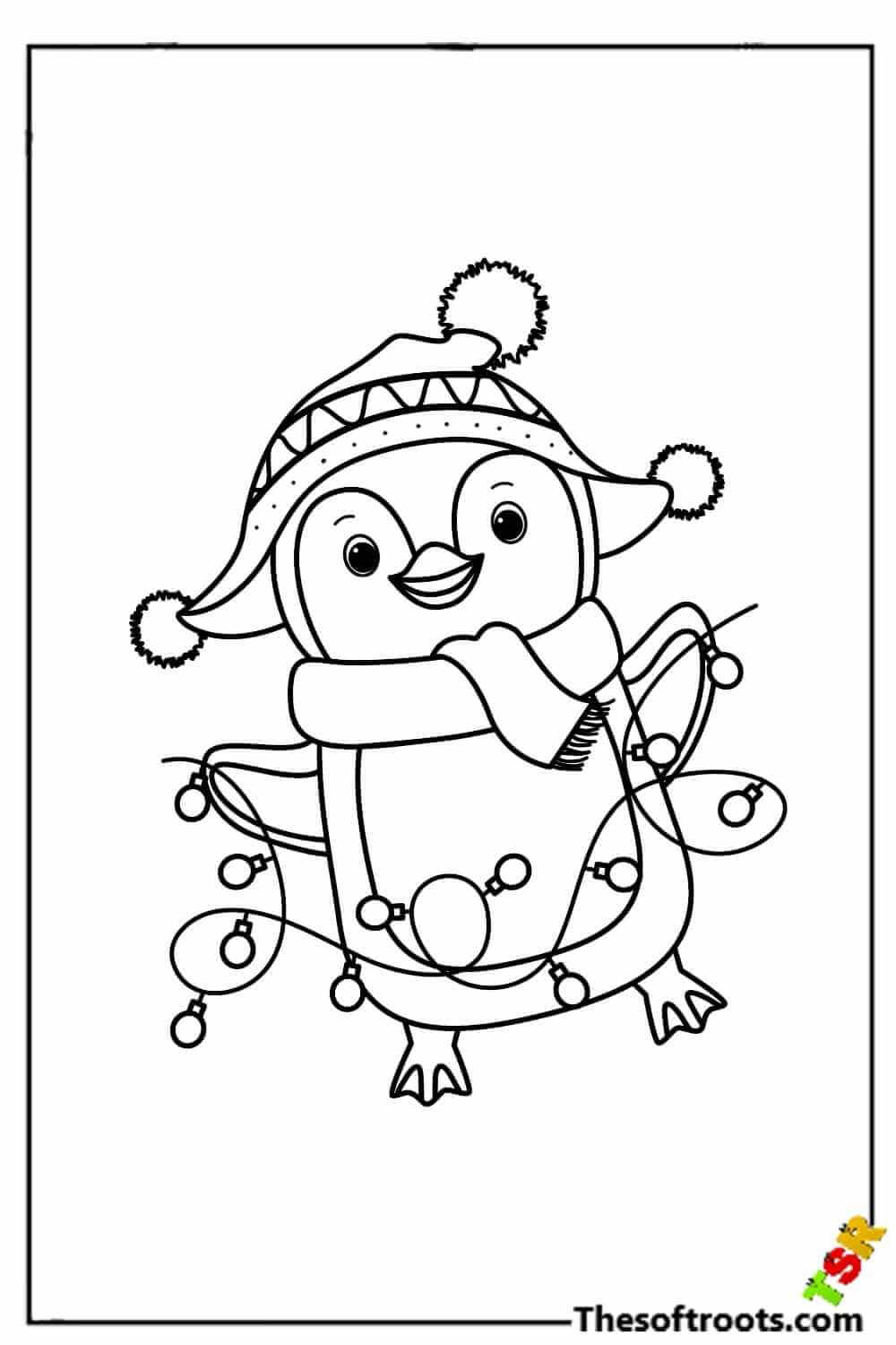 Winter Christmas Penguin coloring pages