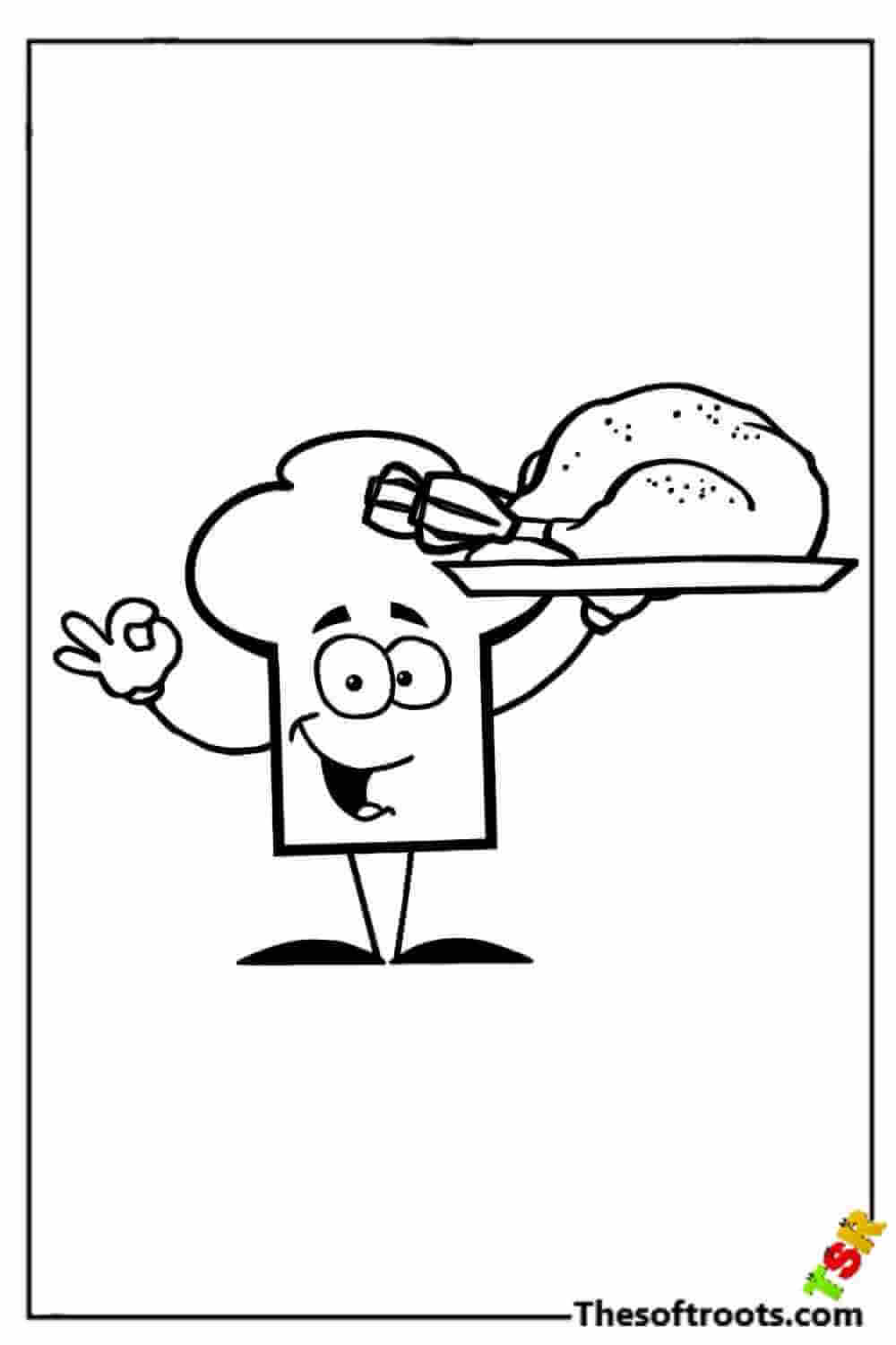 Cartoon turkey chef coloring pages