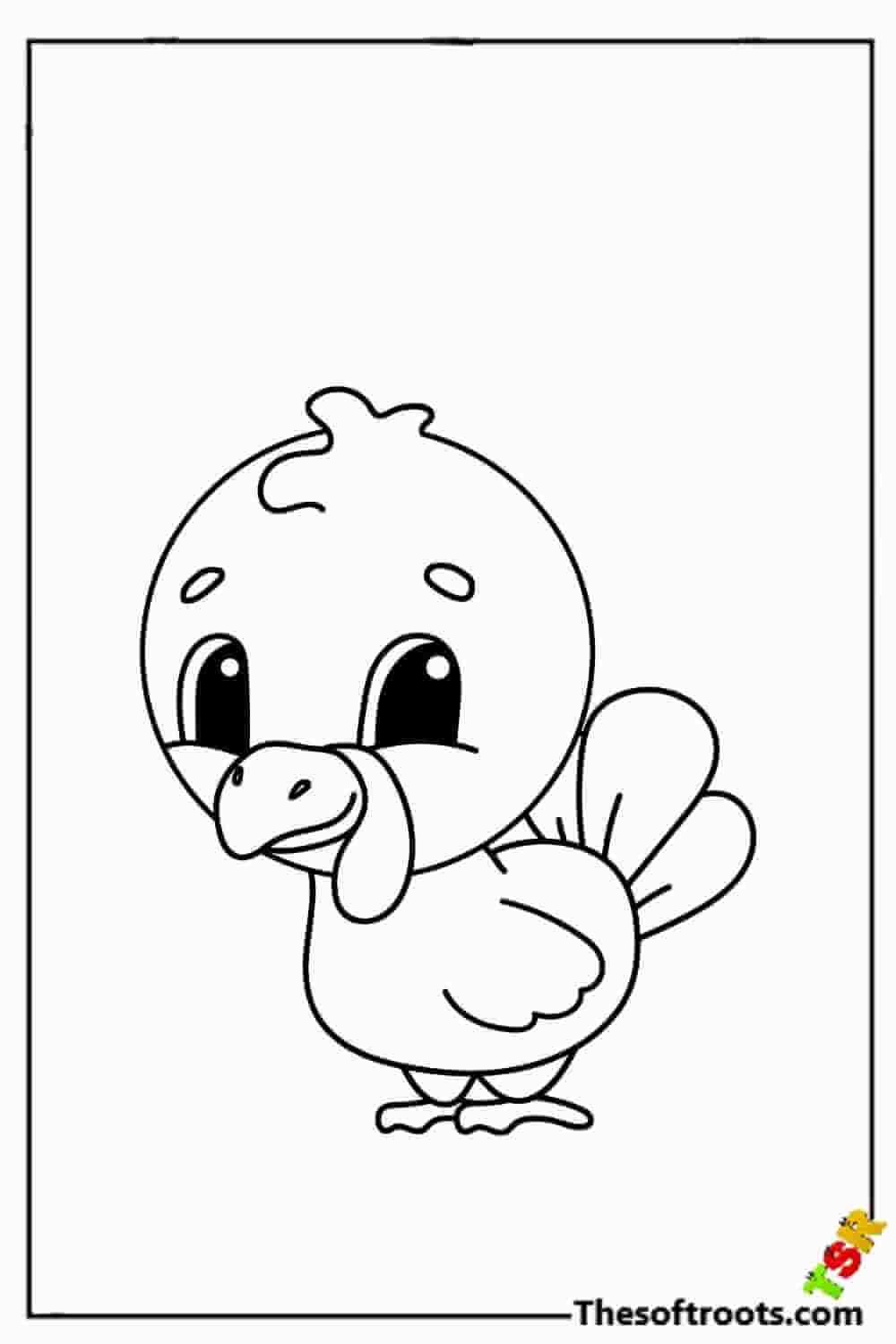 Cartoon turkey for preschooler coloring pages