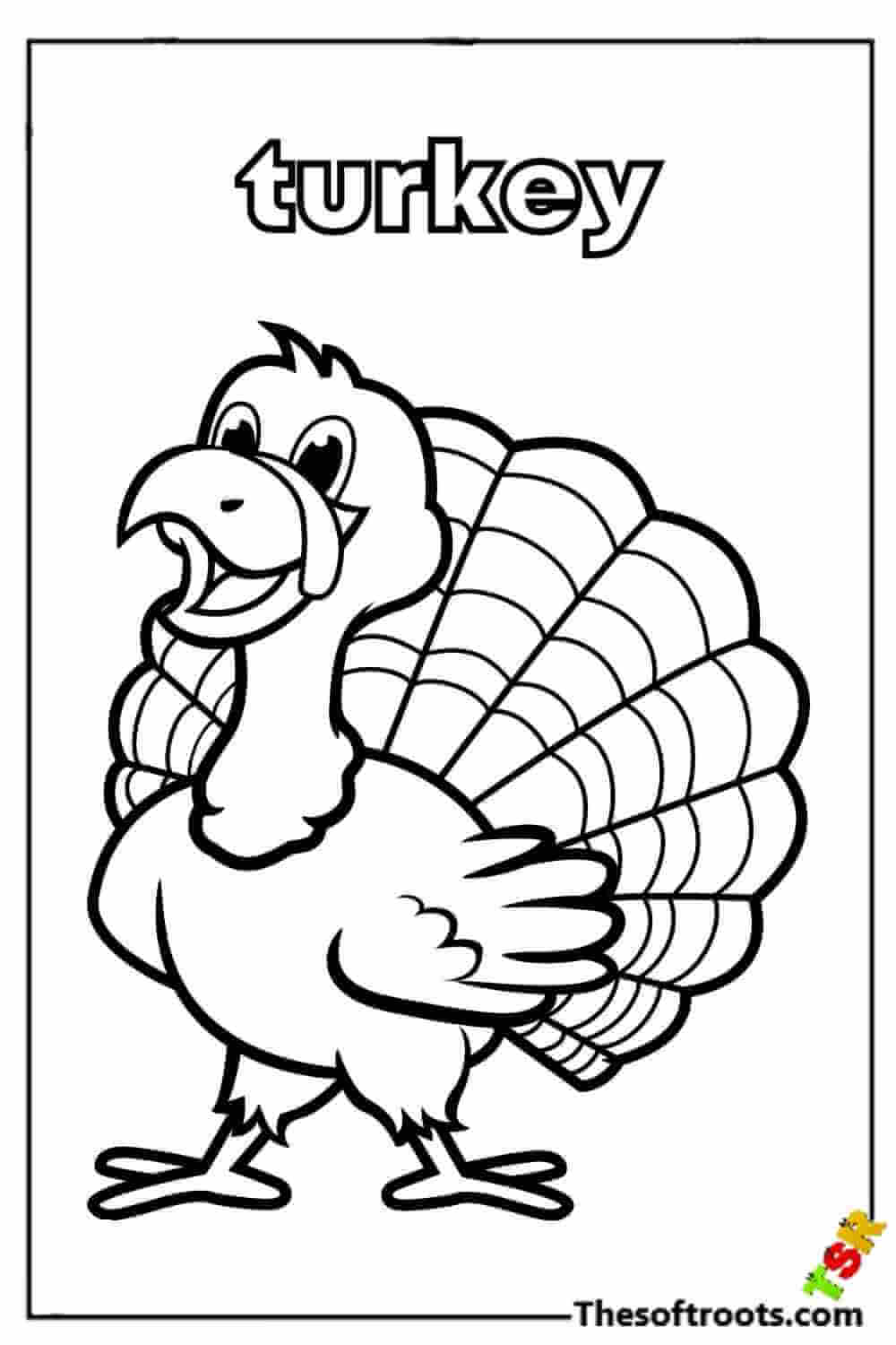 Detailed turkey coloring pages