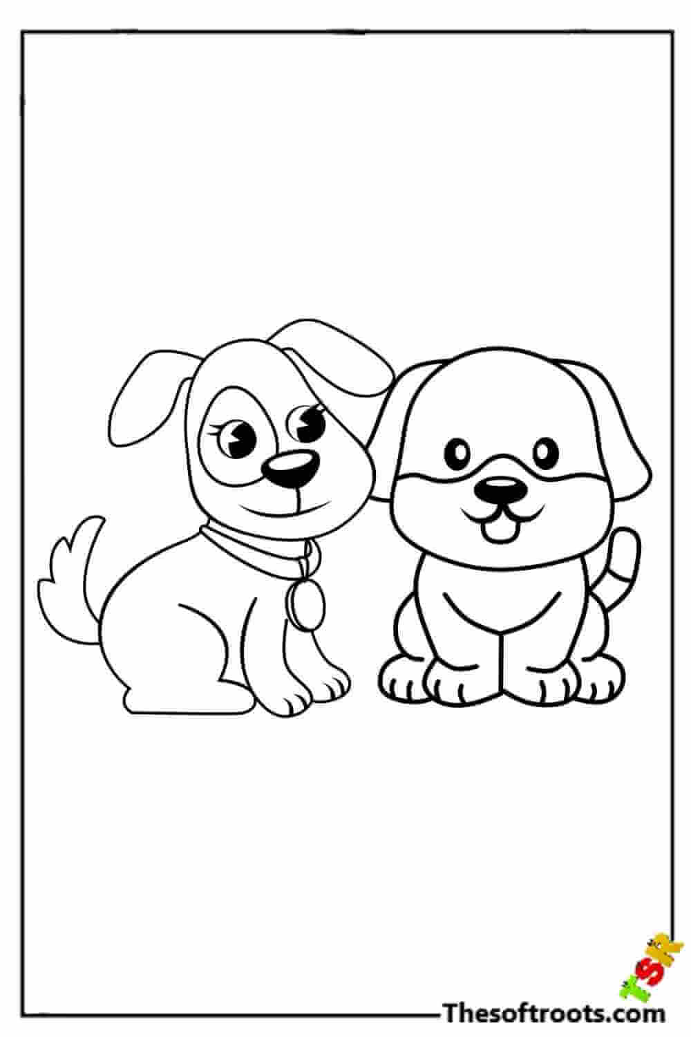 Dog puppies coloring pages