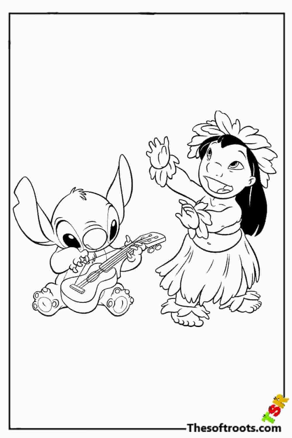 Lilo Playing Guitar coloring pages