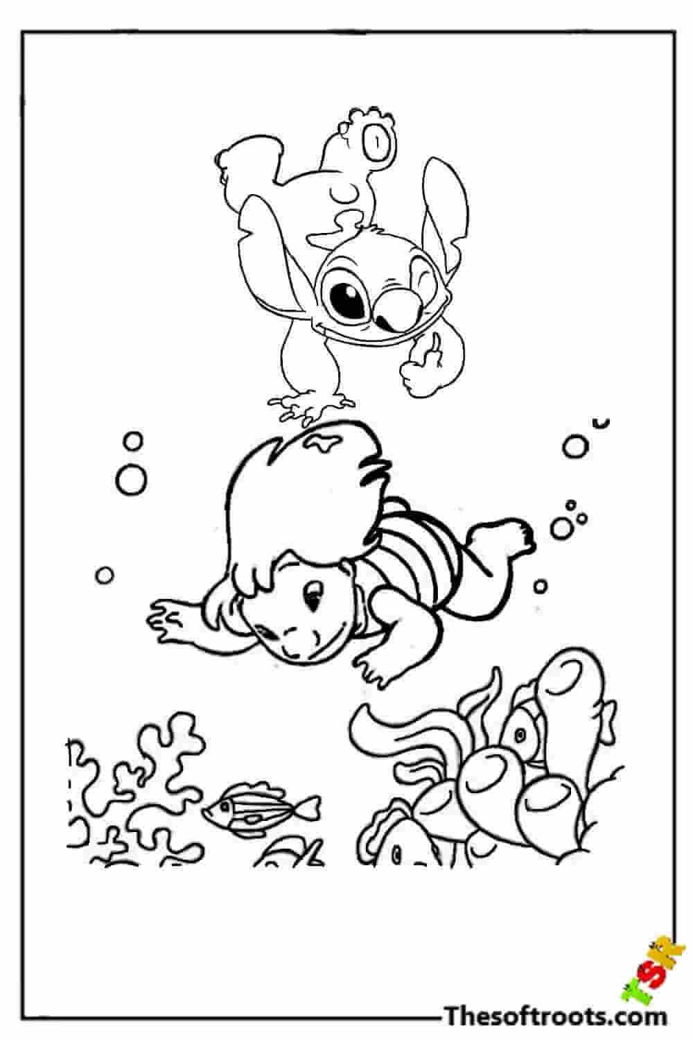 Lilo and Stitch Diving coloring pages