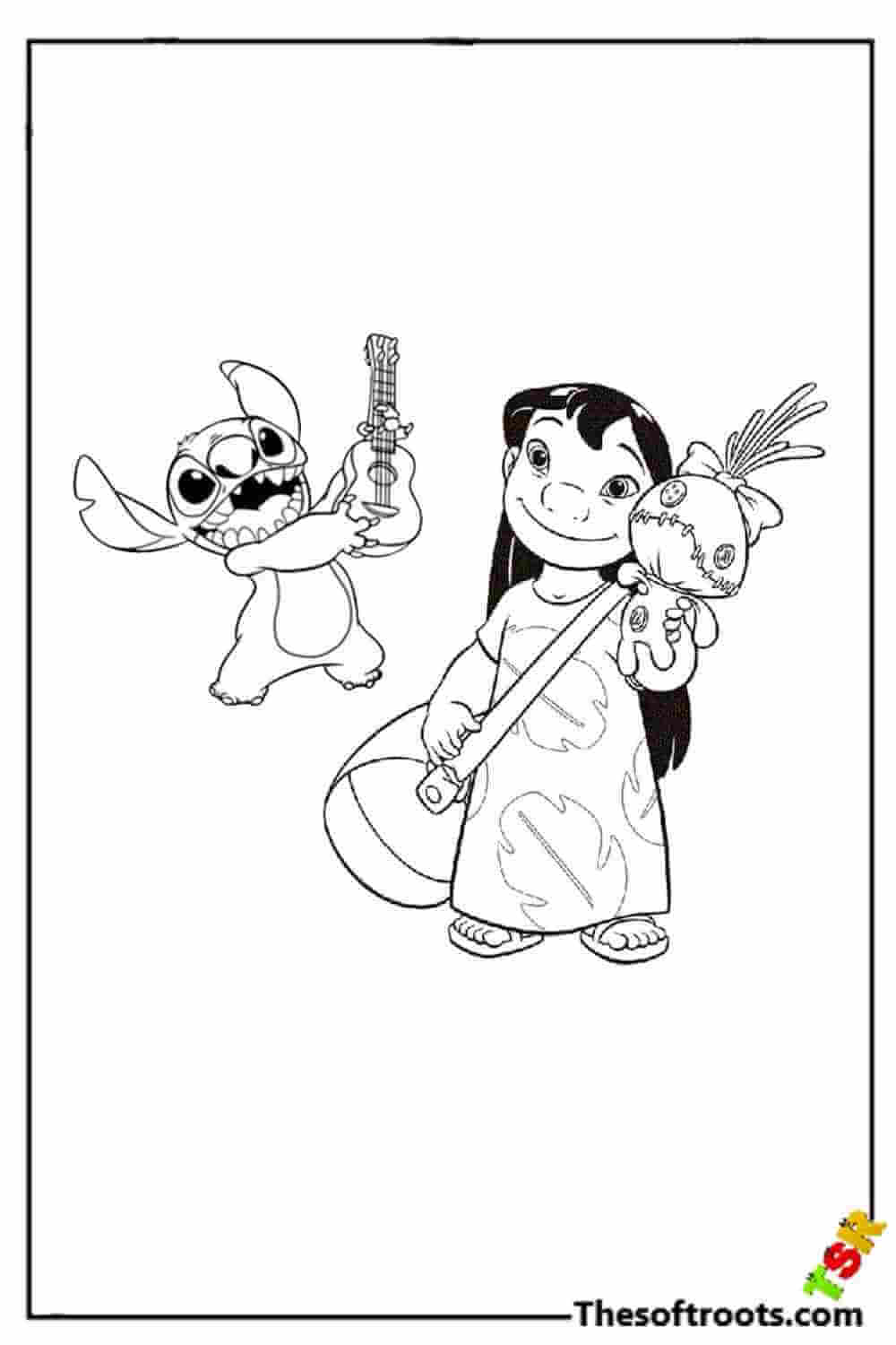 Lilo and Stitch Enjoying coloring pages