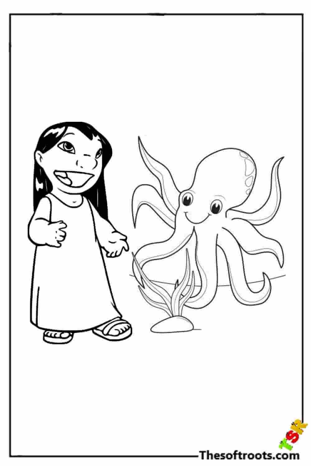 Lilo and octopus coloring pages