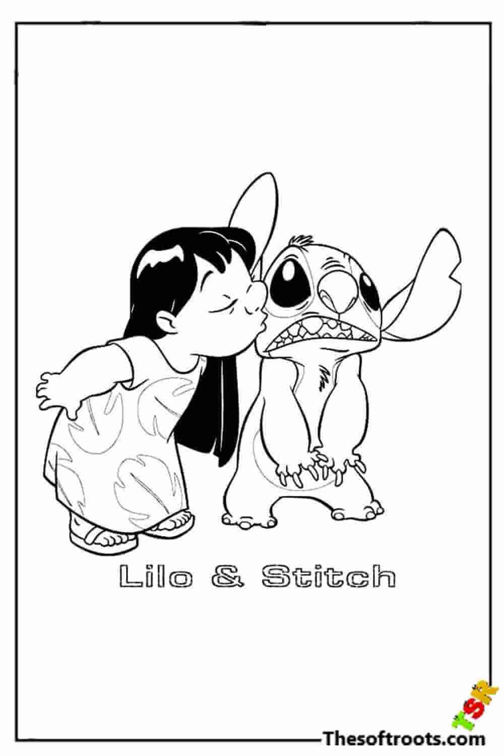 Lilo kiss Stitch coloring pages